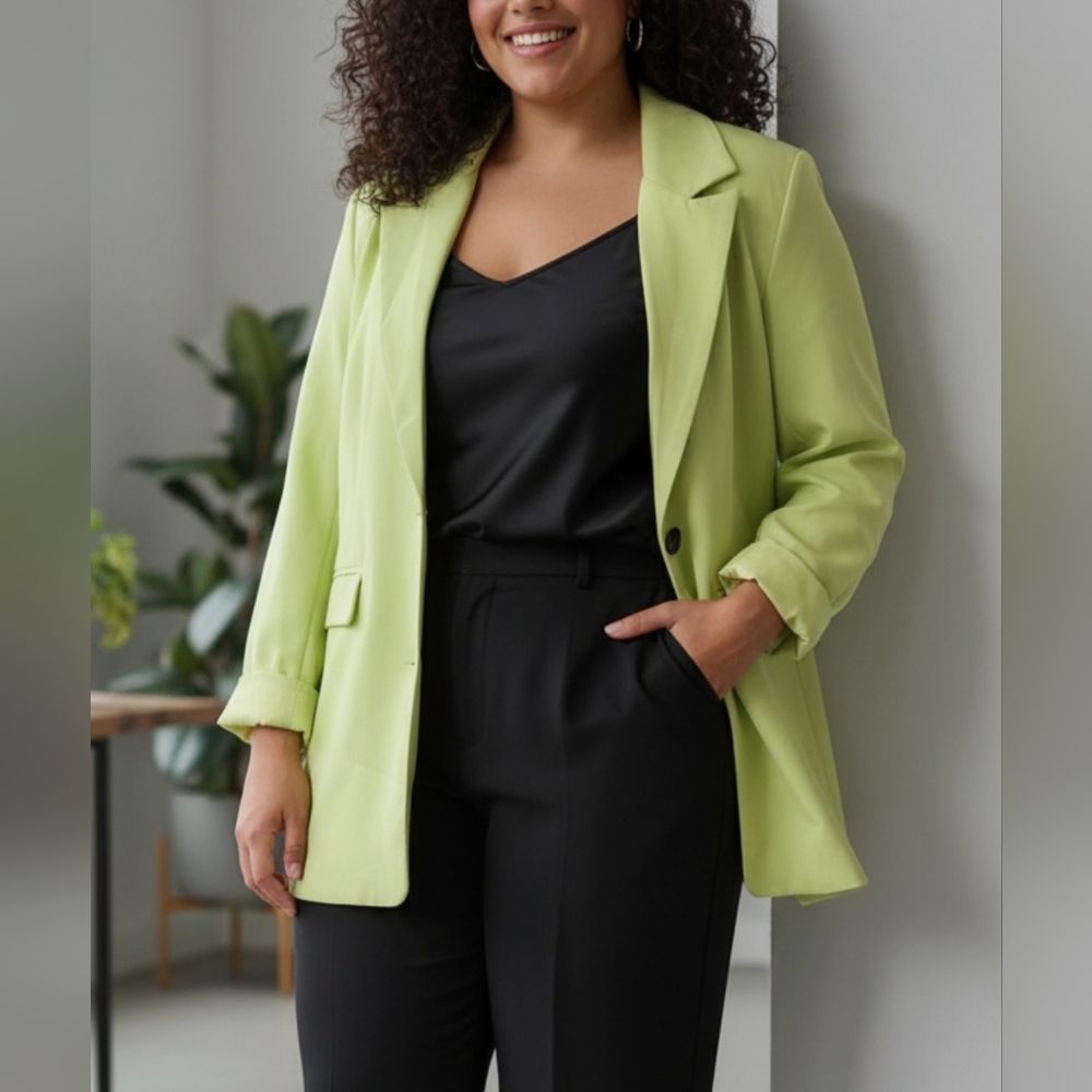 Lime Green Women’s Blazer - Tailored Single-Button Suit Jacket